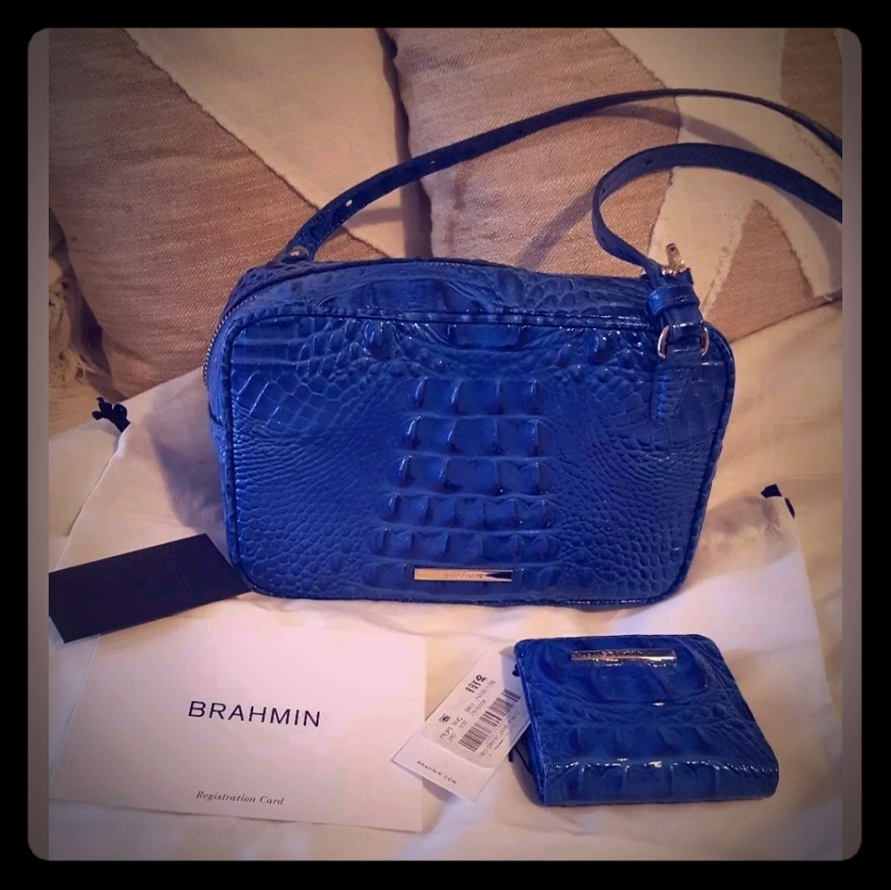 Brahmin blue crossbody and wallet
